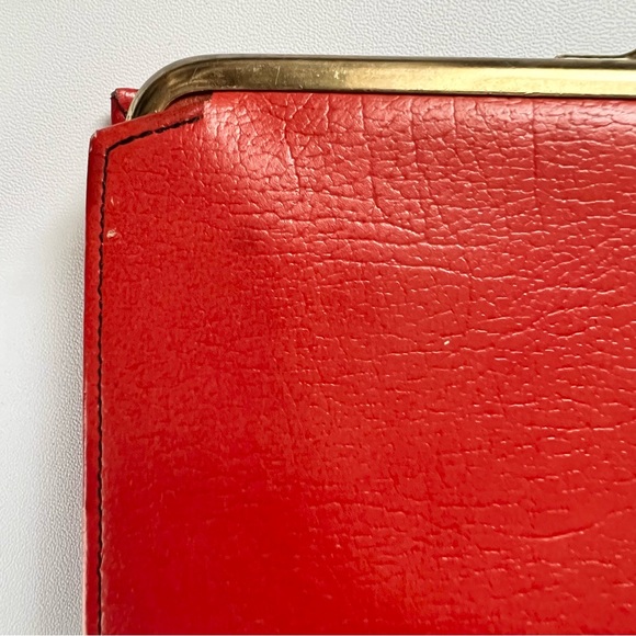 Vintage King calfskin wallet with kisslock poppy red, 1950-1960s retro ladys - Picture 11 of 16